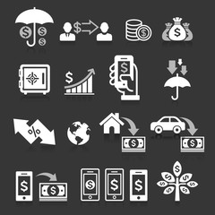 Business banking concept icons set. Vector illustrations.