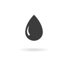 Dark grey icon for drop of water, oil, gas, petrol on white back