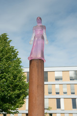 Sculptur of Heiligen Mechthild on Furstenwall (river Elba embankment) in Magdeburg, Germany