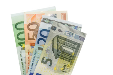 Stack of Euro banknotes isolated