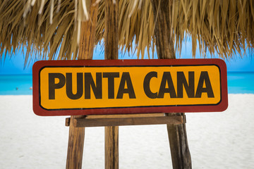Punta Cana sign with beach background
