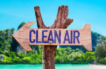 Clean Air arrow with beach background
