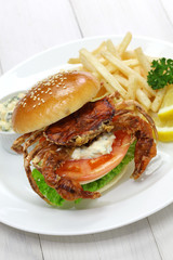 soft shell crab sandwich, spider sandwich
