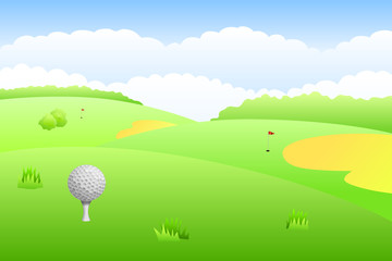 Landscape golf course green grass background illustration vector