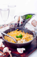 Julienne with mushrooms and cream