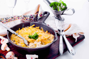 Julienne with mushrooms and cream