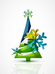 Merry Christmas tree, modern abstract geometric design