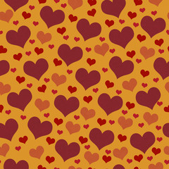 Red and Orange Hearts Tile Pattern Repeat Background
