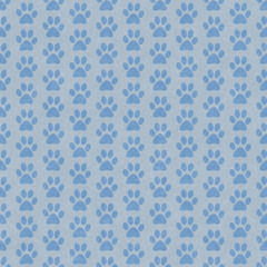 Blue and Gray Dog Paw Prints Tile Pattern Repeat Background