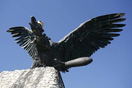 Turul bird monument in Hungary Tatabanya. The turul is a mythica