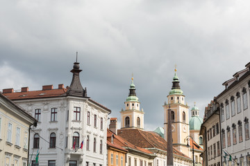 Fototapeta na wymiar view of the historic area of Ljubljana, Slovenia