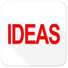 ideas red flat icon with long shadow on white background