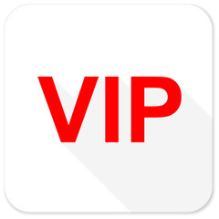 vip red flat icon with long shadow on white background