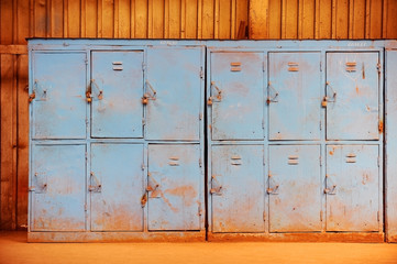 Old rusty blue lockers
