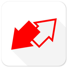 exchange red flat icon with long shadow on white background