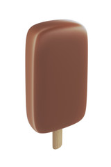 Obraz premium Ice cream covered with chocolate on stic, isolated on white background