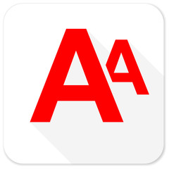 alphabet red flat icon with long shadow on white background