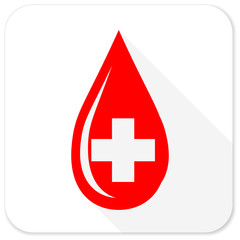 Fototapeta premium blood red flat icon with long shadow on white background