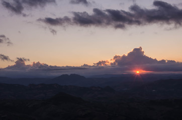 Sunrise in Republic of San marino, Rimini. Emilia-Romagna. Italy.