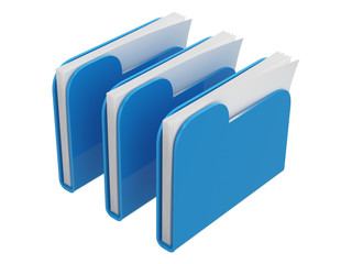 Office folders with documents on white background