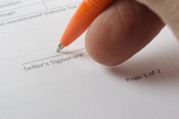 sales agreement and pen