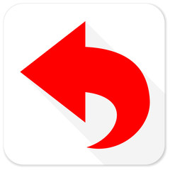 back red flat icon with long shadow on white background