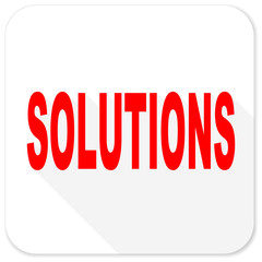 solutions red flat icon with long shadow on white background