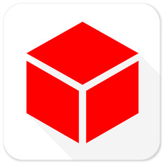 box red flat icon with long shadow on white background