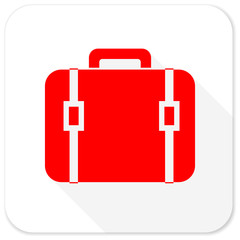 Fototapeta premium bag red flat icon with long shadow on white background