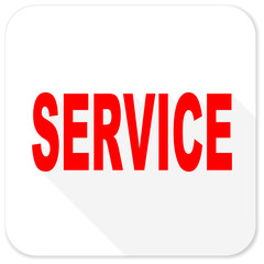 service red flat icon with long shadow on white background