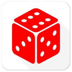 game red flat icon with long shadow on white background