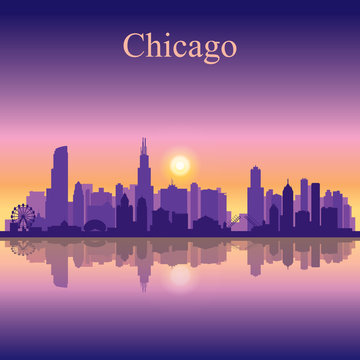 Chicago city skyline silhouette background