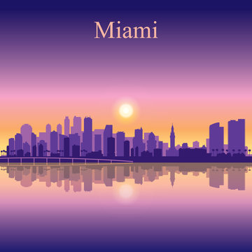 Miami city skyline silhouette background