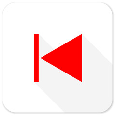 prev red flat icon with long shadow on white background