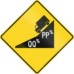 Canadian road warning sign - Hill or steep grade with multiple sections ahead. This sign is used in Quebec