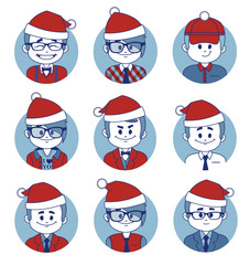 Set of Christmas business characters