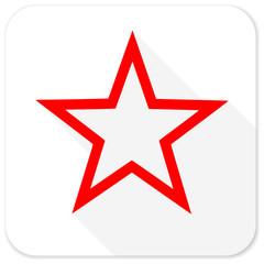 star red flat icon with long shadow on white background