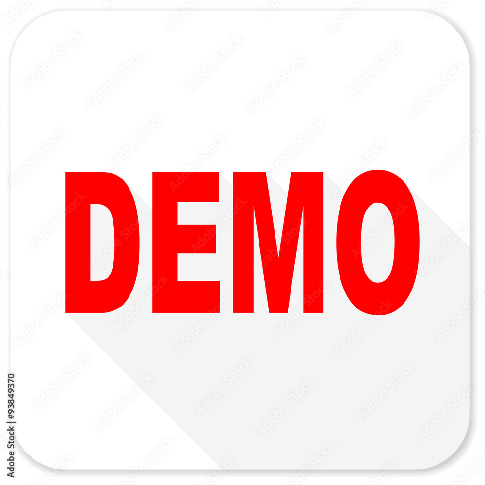 Poster demo red flat icon with long shadow on white background