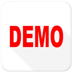 demo red flat icon with long shadow on white background