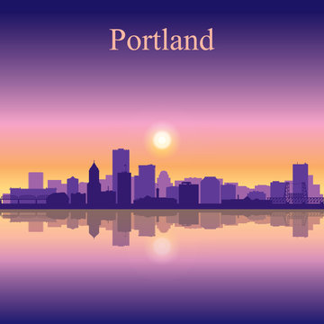 Portland city skyline silhouette background