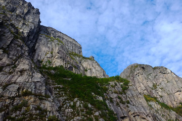 looking up to the pulpit rock