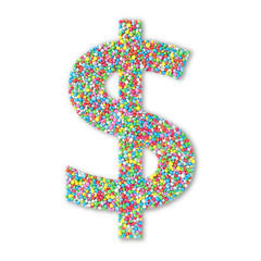 Dollar symbol made from nonpareils