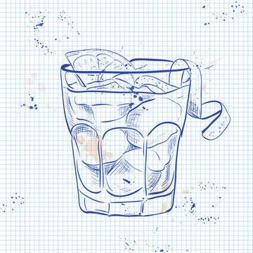 The Americano Cocktail on a notebook page