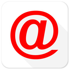 email red flat icon with long shadow on white background