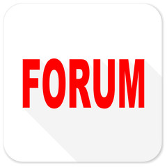 forum red flat icon with long shadow on white background