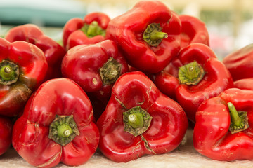 red peppers in the open air market, Ljubljana, Slovenia