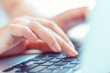 Female hands or woman office worker typing on the keyboard