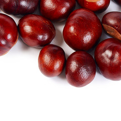 Mature chestnuts isolated on white background