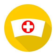 Nurse cap icon with long shadow
