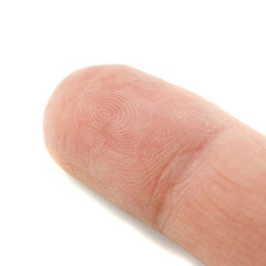 Fingertip on white